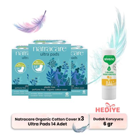 Natracare Ultra Pads 14'lü x 3, Dudak Koruyucu Hediyeli