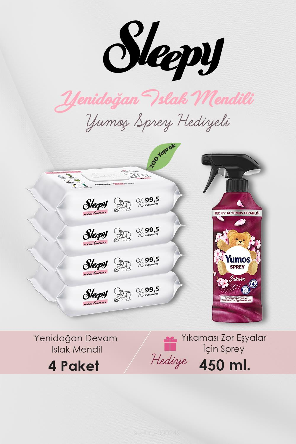 Yenidoğan Islak Havlu 200 Adet, Sakura Oda Kokusu Hediyeli