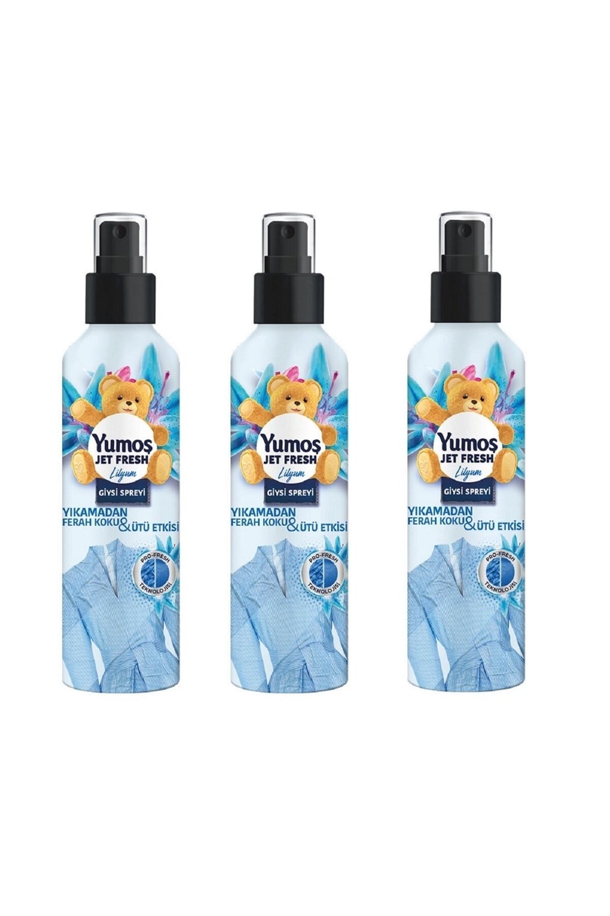 Yumoş Jet Fresh Ütü Etkisi Giysi Spreyi Lilyum 200 ml x 3