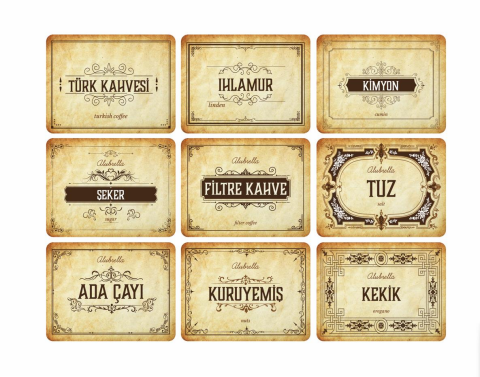 Plastik Kavanoz Seti ve Gıda Temalı Etiketler