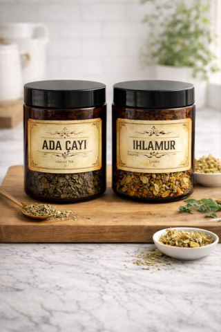 Plastik Kavanoz Seti ve Gıda Temalı Etiketler