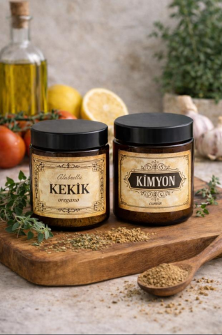 Plastik Kavanoz Seti ve Gıda Temalı Etiketler