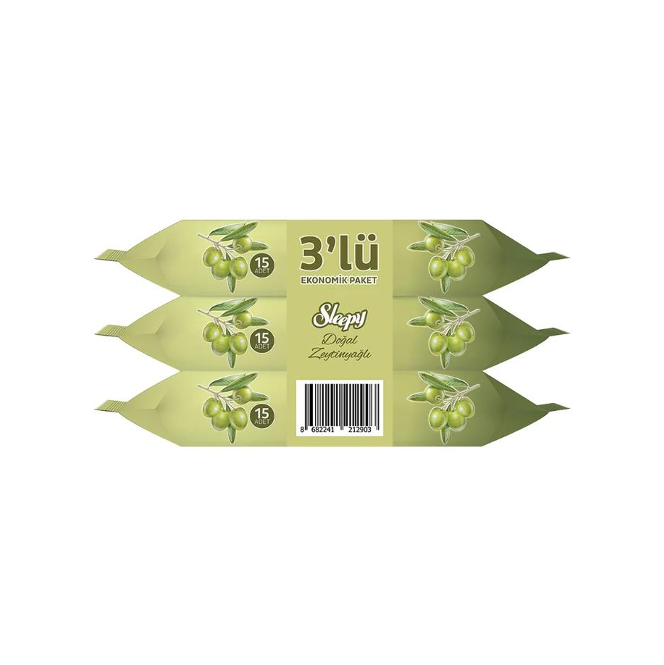 Sleepy Zeytinyağlı Pamuklu Cep Mendili 3x15 Adet