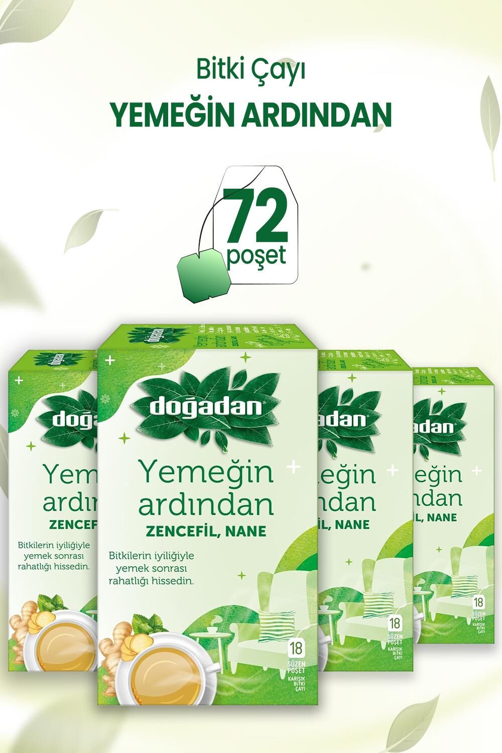 Doğadan Yemeğin Ardından Zencefil Nane 18li x 4 Adet
