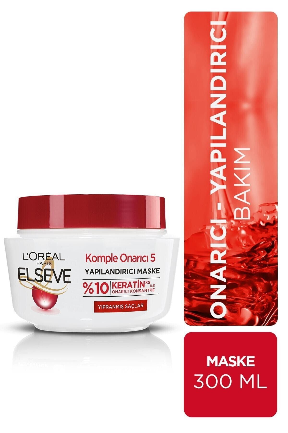 Elseve Komple Onarıcı Besleyici 5 Yıpranmış Saçlar Için Keratinxs Içeren Yapılandırıcı Maske 300 Ml