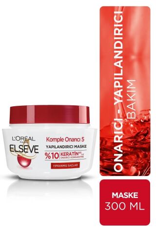 Elseve Komple Onarıcı Besleyici 5 Yıpranmış Saçlar Için Keratinxs Içeren Yapılandırıcı Maske 300 Ml