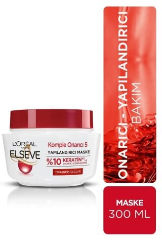 Elseve Komple Onarıcı Besleyici 5 Yıpranmış Saçlar Için Keratinxs Içeren Yapılandırıcı Maske 300 Ml
