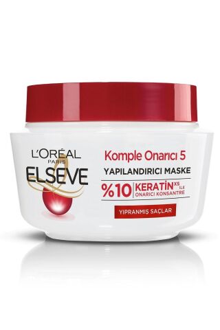 Elseve Komple Onarıcı Besleyici 5 Yıpranmış Saçlar Için Keratinxs Içeren Yapılandırıcı Maske 300 Ml