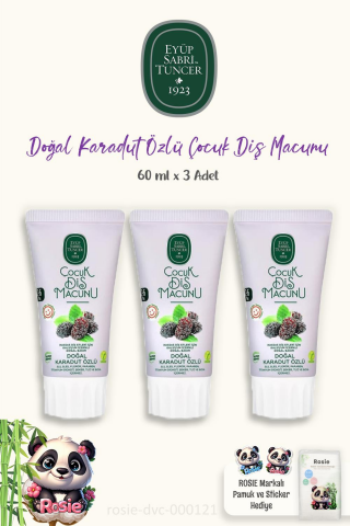 Eyüp Sabri Tuncer 3 Adet Doğal Karadut Özlü Çocuk Diş Macunu 60 ml ve ROSIE