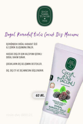Eyüp Sabri Tuncer 3 Adet Doğal Karadut Özlü Çocuk Diş Macunu 60 ml ve ROSIE