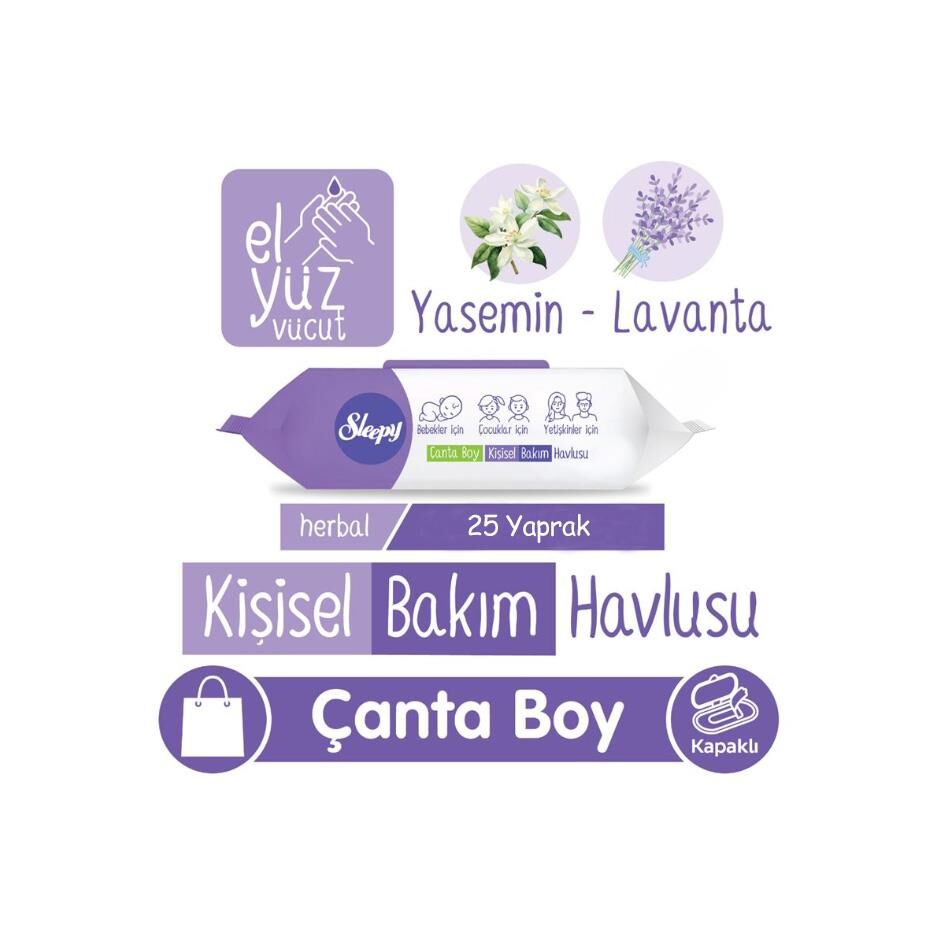 Sleepy Herbal Kişisel Bakım Havlusu Çanta Boy 25 Yaprak