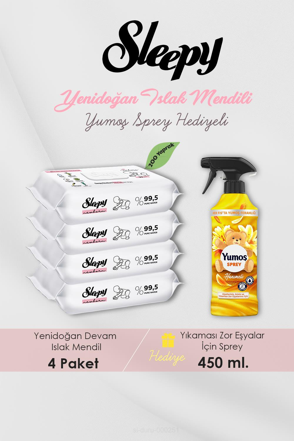 Yenidoğan Islak Havlu 200 Adet, Hanımeli Oda Kokusu Hediyeli