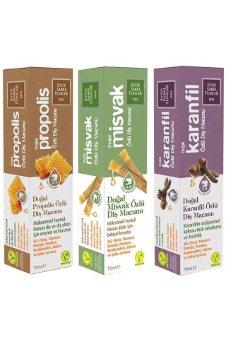Eyüp Sabri Tuncer Doğal Misvak, Propolis ve Karanfil Özlü Diş Macunu Seti 3' lü
