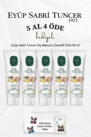 Eyüp Sabri Tuncer Diş Macunu Zencefil Özlü 90 ml 5 Al 4 Öde ve Rosie Pamuk