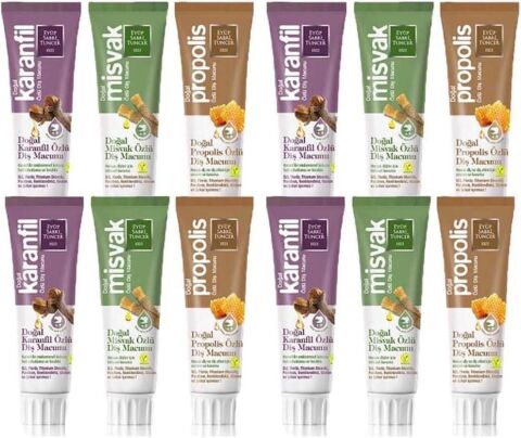 Eyüp Sabri Tuncer Doğal Misvak, Propolis ve Karanfil Özlü Diş Macunu Seti 3' lü x 4