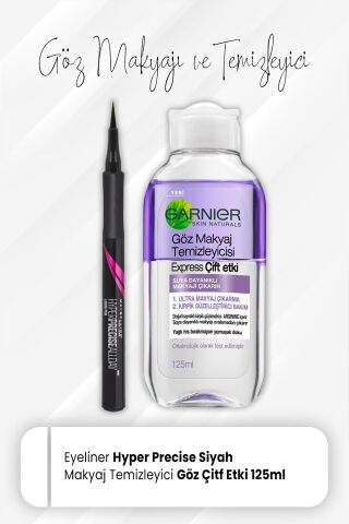 Maybelline Eyeliner Hyper Precise All Day Siyah ve Express Göz Makyaj Temizleyici 125 ml
