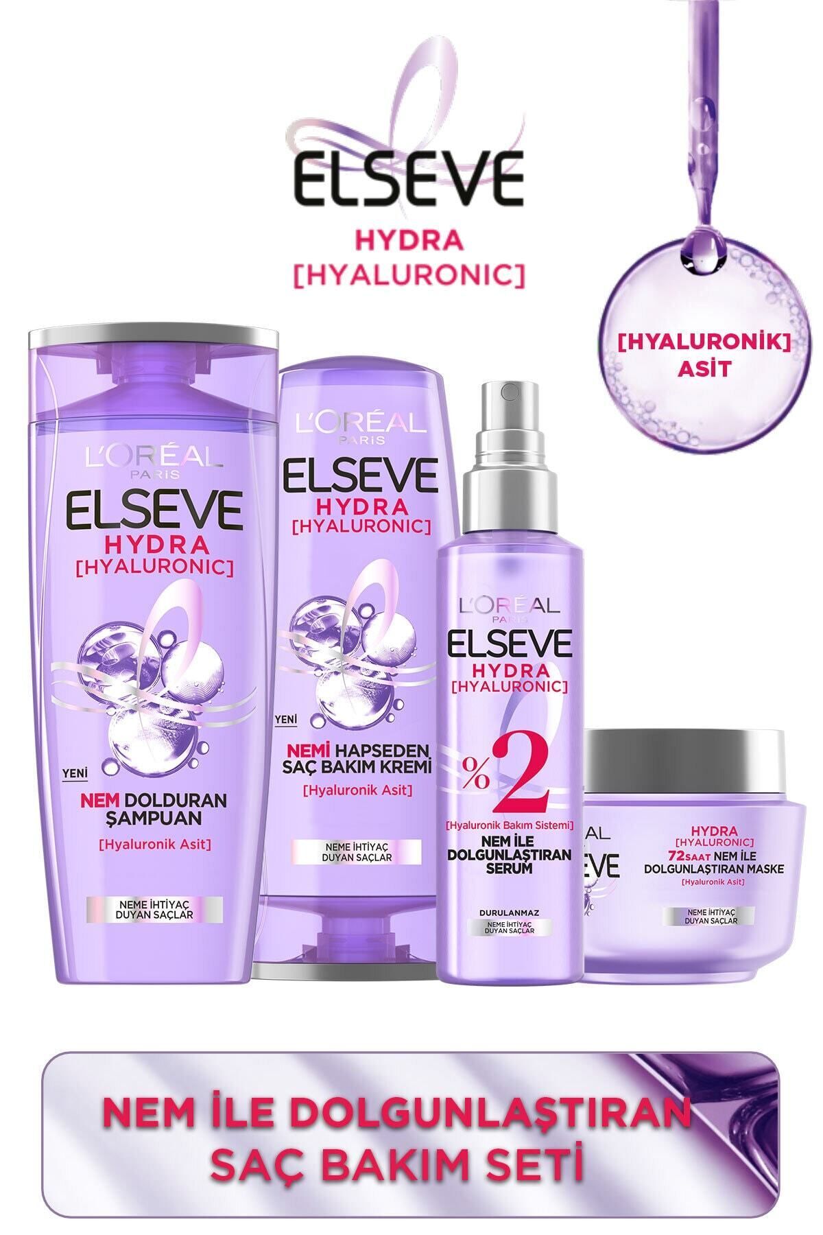 Elseve Hydra Hyaluronic Nem Ile Dolgunlaştıran Saç Bakım Seti
