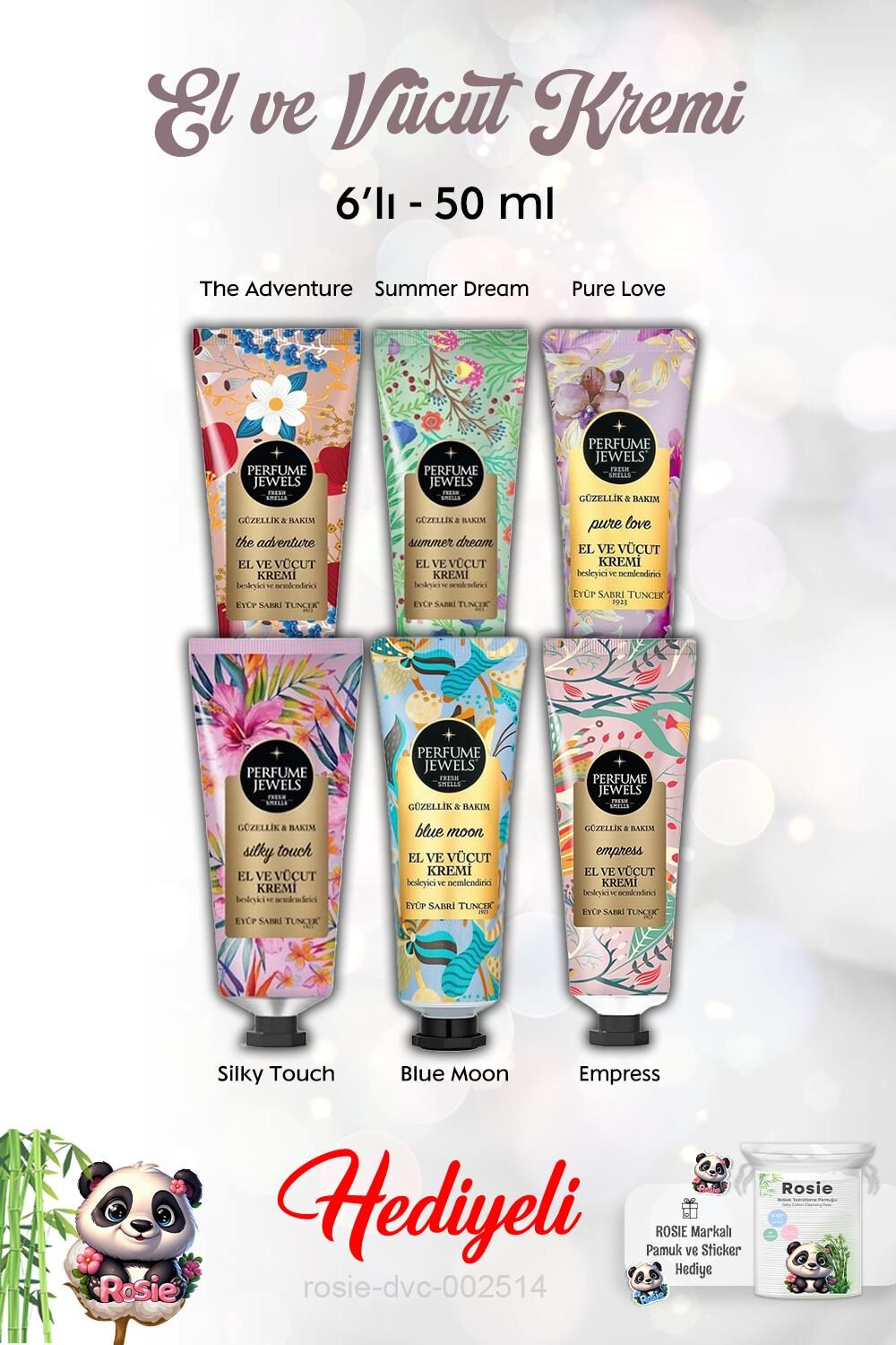 50 ml El Kremi 6'lı Blue Moon, Silky Touch, Pure Love, Summer Dream, The Adventure, Empress ve Rosie