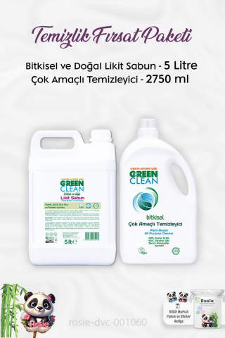 Green Clean Çok Amaçlı Temizleyici 2750 ml, Likit Sabun 5 lt ve ROSIE