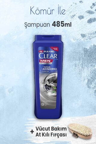 Clear Men Şampuan Yoğun Arındırıcı 485 ml ve Vücut Bakımı At Kılı Fırçası
