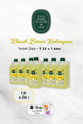 7 AL 6 ÖDE Eyüp Sabri Tuncer Klasik Limon Kolonyası 1 Lt, Pamuk Hediyeli