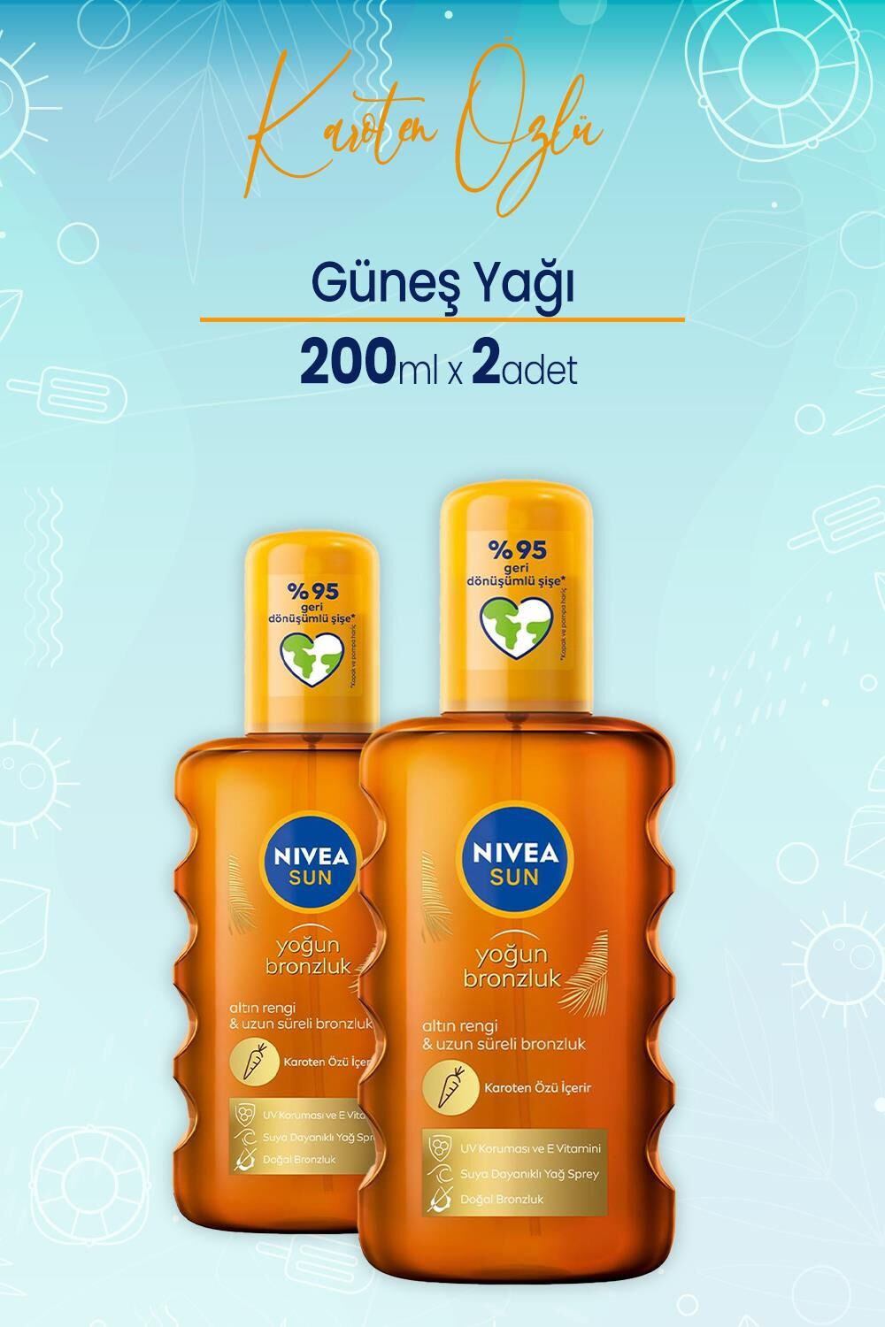 Nivea Sun Karoten Özlü Güneş Yağ Spreyi 200 Ml x 2 Adet