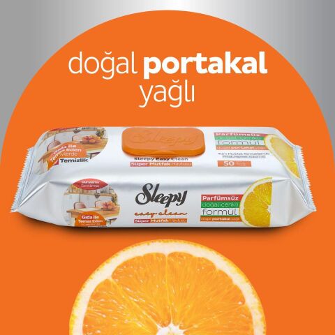 Sleepy Easy Clean Portakallı Süper Mutfak Havlusu 50'li