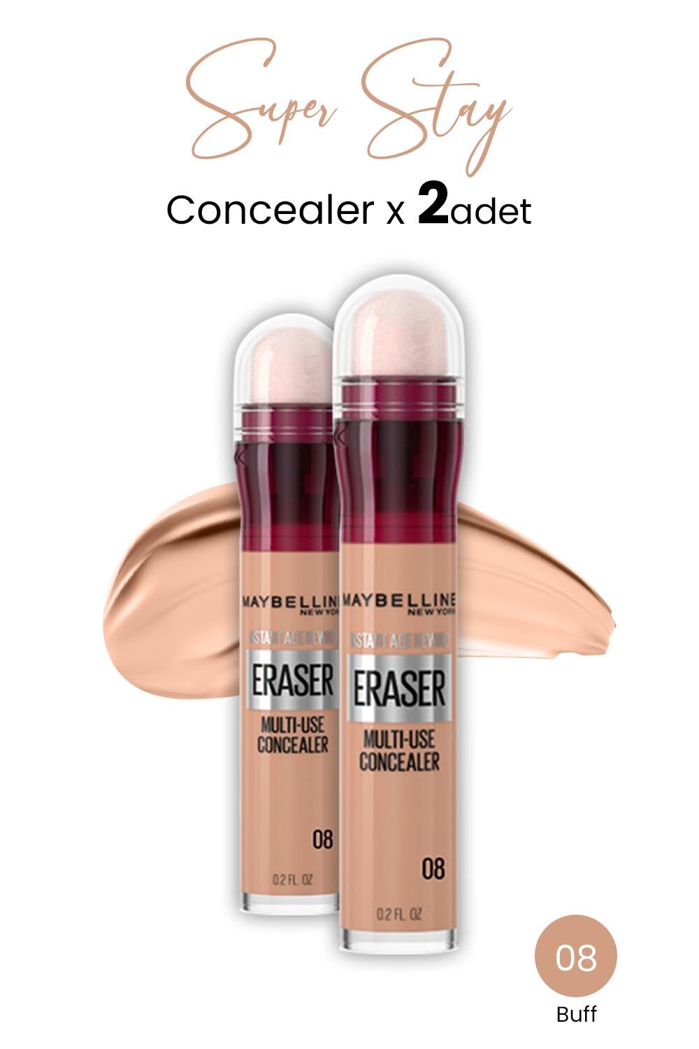 Maybelline New York Eraser Multi Use Concealer 08 Buff x 2 adet