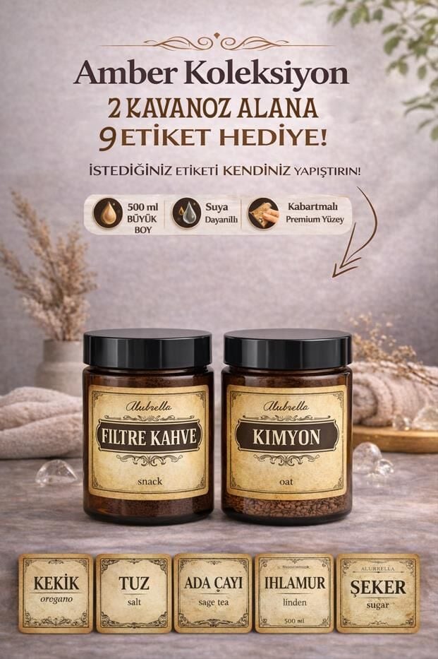 Plastik Kavanoz Seti, 2 Adet 500 ML ve Gıda Temalı Etiket