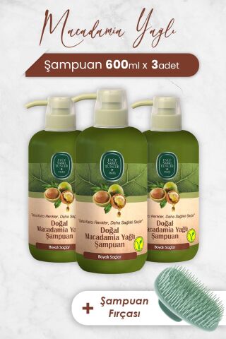 Eyüp Sabri Tuncer Macadamia Yağlı Şampuan 600 ml x 3 Adet ve Şampuan Fırçası
