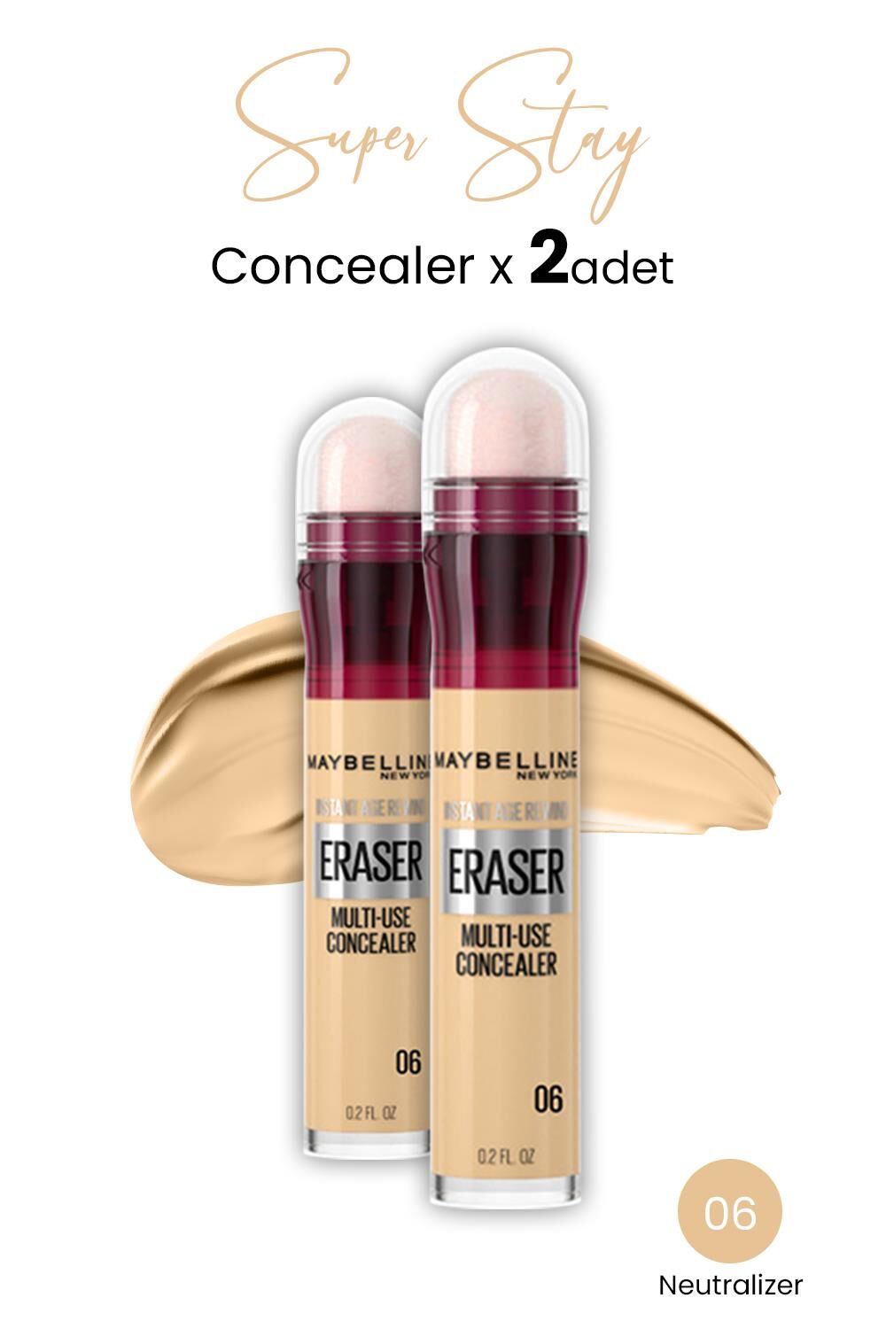 Maybelline New York Eraser Multi Use Concealer 06 Neutralizer x 2 adet