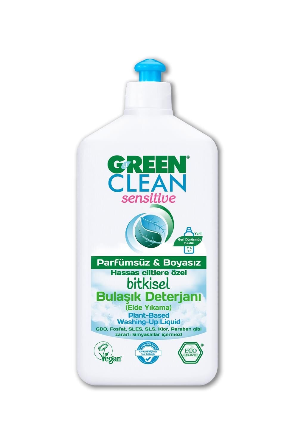 U Green Clean Sensitive Parfümsüz Kokusuz Bitkisel 500 ml Sıvı Bulaşık Deterjanı