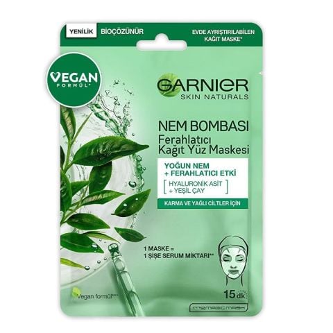 Garnier Kağıt Yüz Maskesi Ferahlatıcı Nem Bombası 28 gr