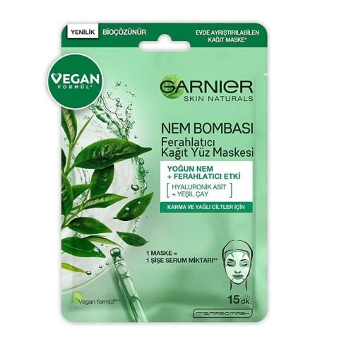 Garnier Kağıt Yüz Maskesi Ferahlatıcı Nem Bombası 28 gr