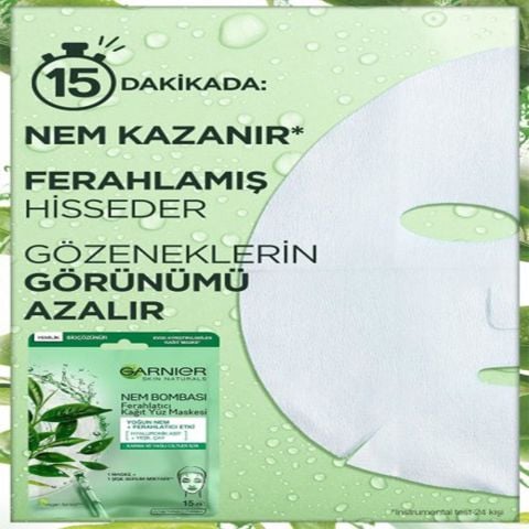 Garnier Kağıt Yüz Maskesi Ferahlatıcı Nem Bombası 28 gr