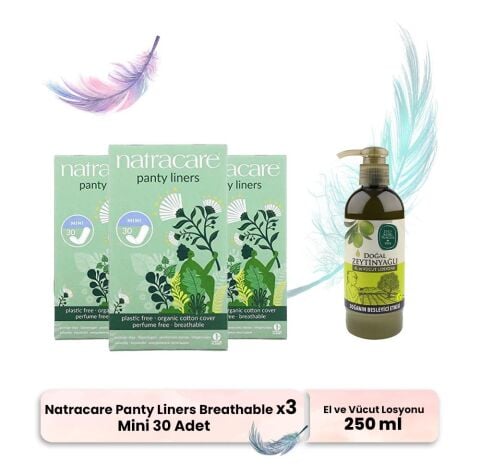 Natracare Mini Panty Liners Breathable 30' lu x 3, Vücut Losyonu Hediyeli