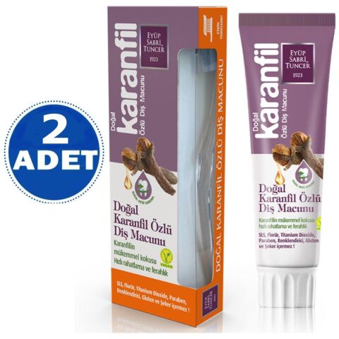 Eyüp Sabri Tuncer Doğal Karanfil Özlü Diş Macunu 75 ml + Diş Fırçası Hediyeli x 2