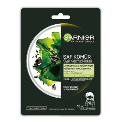 Garnier Kağıt Yüz Maskesi Siyah Saf Kömür 28 gr