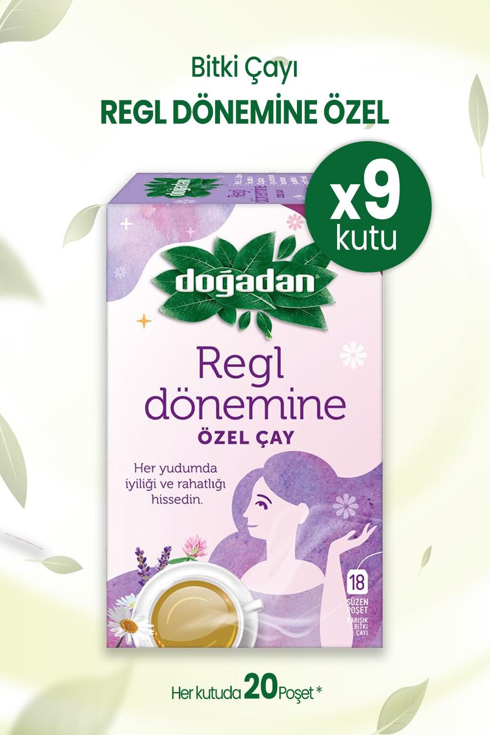 Doğadan Regl Dönemine Özel Bitki Çayı x 9 Adet
