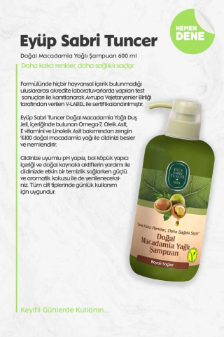 Eyüp Sabri Tuncer 3 Adet Doğal Macadamia Yağlı Şampuan 600 ml ve ROSIE Pamuk