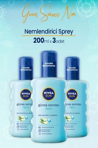 Nivea Sun Güneş Sonrası Nem Cildi Rahatlatan Nemlendirici Sprey 200 Ml x 3 Adet