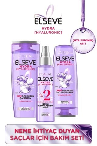 Elseve Hydra Hyaluronik Şampuan 390 Ml, Bakım Kremi 390 ml Ve Sprey 150 ml