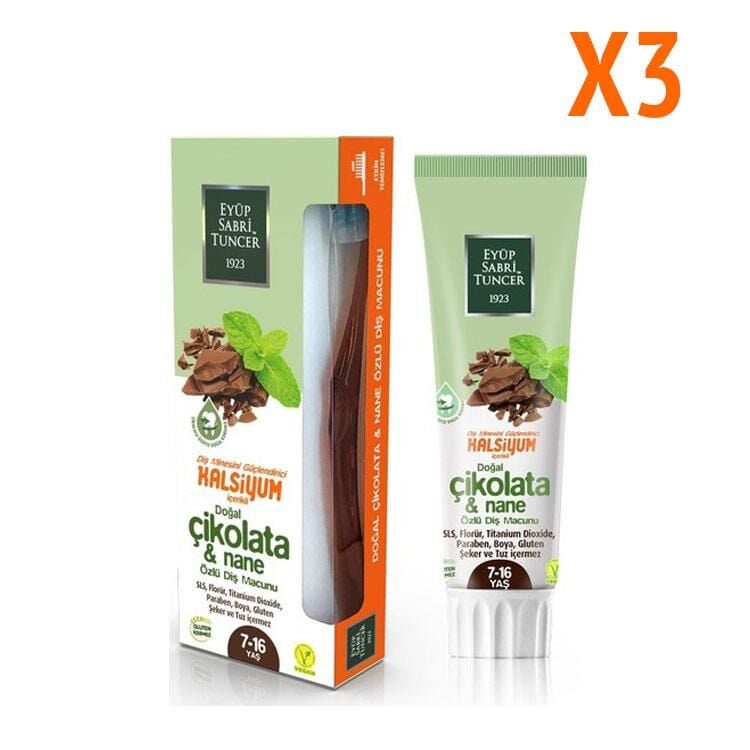 Eyüp Sabri Tuncer Çikolata & Nane Özlü 7-16 Yaş Diş Macunu 75 ml x 3