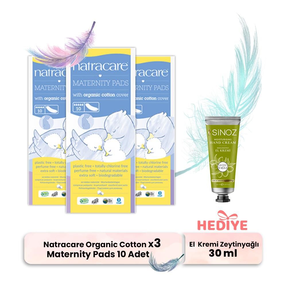 Natracare Maternity Pads Organic Cotton 10' lu x 3, El Kremi Hediyeli