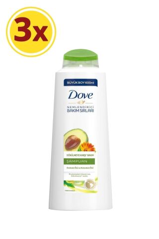 Avokado Özlü Dökülmeye Karşı Saç Bakım Şampuanı 600 ml X3