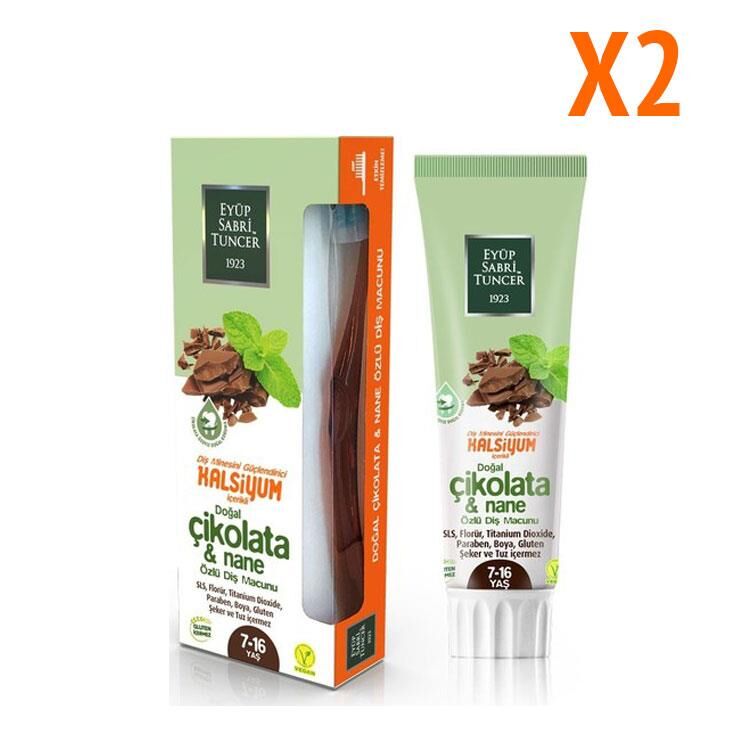 Eyüp Sabri Tuncer Çikolata & Nane Özlü 7-16 Yaş Diş Macunu 75 ml x 2