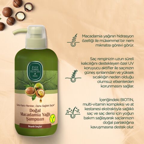 Eyüp Sabri Tuncer Doğal Macadamia Yağlı Şampuan 600 ml Boyalı Saçlar