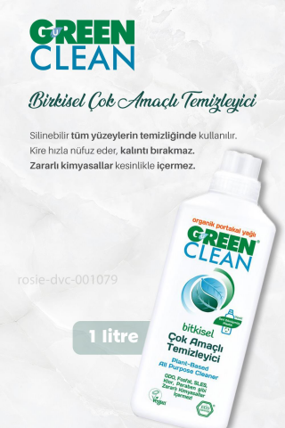Green Clean Yağ Çözücü 5 lt, Bulaşık Makinesi Deterjanı 1 lt, Çok Amaçlı Temizleyici 1lt ve ROSIE