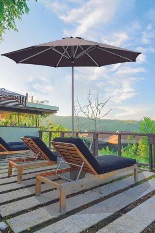 Yuvarlak Güneş Şemsiyesi Alubrella Antrasit Renk 250 CM Çap Bidonlu