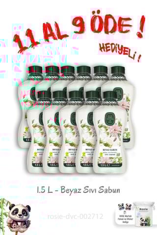 11 Al 9 Öde Doğal Zeytinyağlı Sıvı Beyaz Sabun 1.5 L ve Rosie Hediye